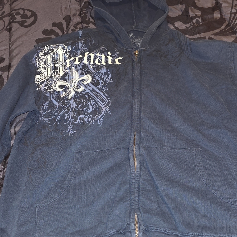 Archaic Dark Blue Hooded Jacket for Men